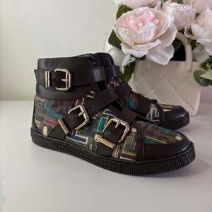Fendi Triple Buckle High Top Sneakers Colorful FF Logo Pattern